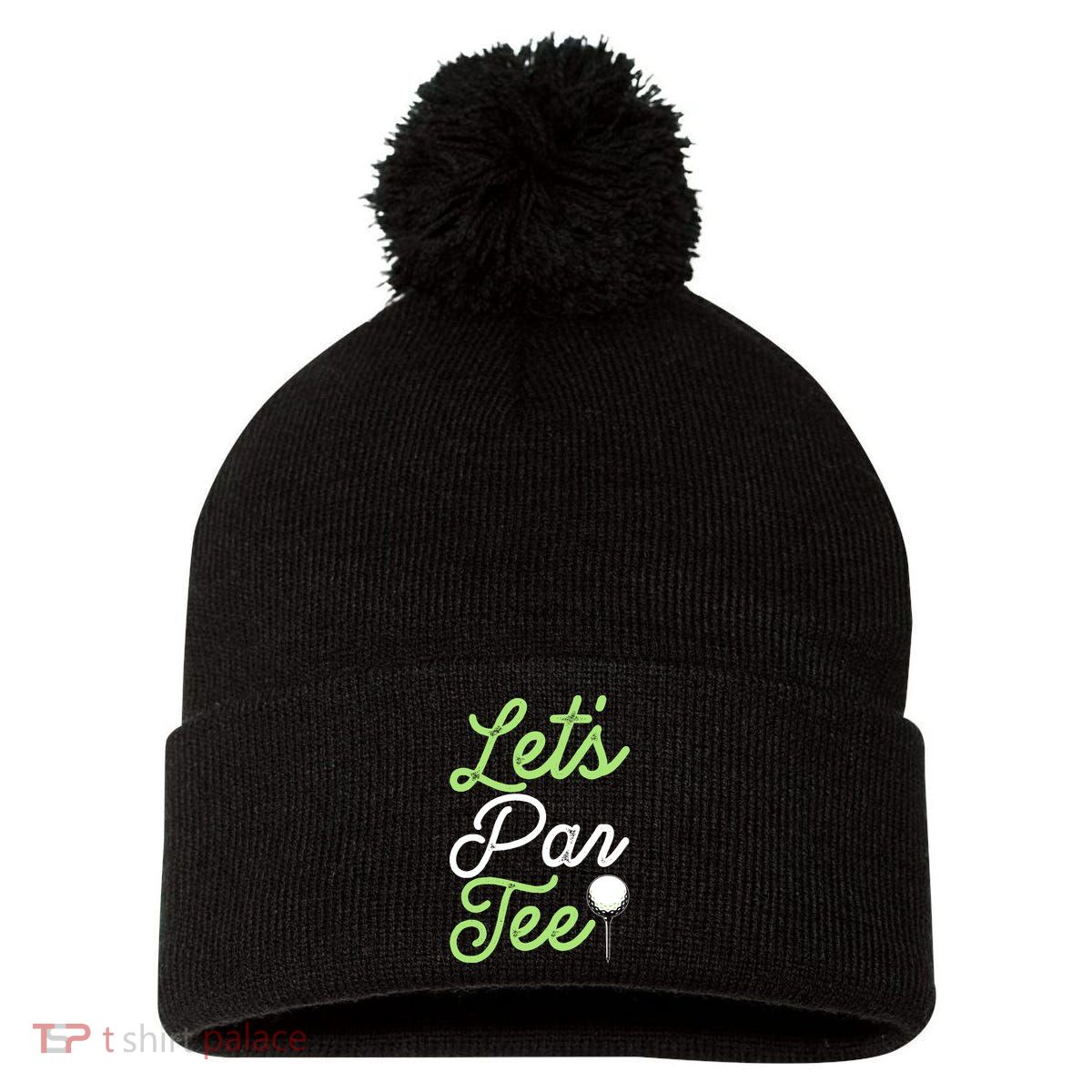 Funny Lets Par Tee Golf Tee Pom Pom 12in Knit Beanie