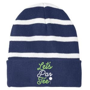 Funny Lets Par Tee Golf Tee Striped Beanie with Solid Band