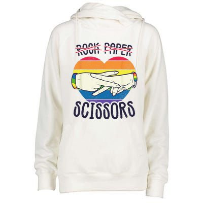 Funny Lesbian Pride Flag Rock Paper Scissors Lesbian Pride Womens Funnel Neck Pullover Hood