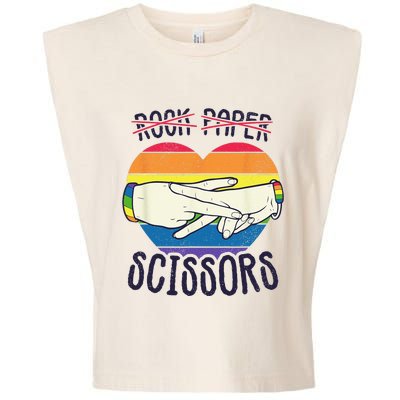 Funny Lesbian Pride Flag Rock Paper Scissors Lesbian Pride Garment-Dyed Women's Muscle Tee