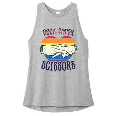 Funny Lesbian Pride Flag Rock Paper Scissors Lesbian Pride Ladies PosiCharge Tri-Blend Wicking Tank