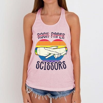 Funny Lesbian Pride Flag Rock Paper Scissors Lesbian Pride Women's Knotted Racerback Tank