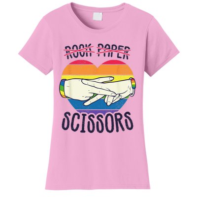 Funny Lesbian Pride Flag Rock Paper Scissors Lesbian Pride Women's T-Shirt