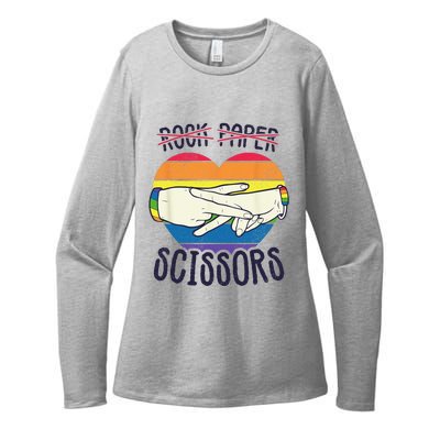 Funny Lesbian Pride Flag Rock Paper Scissors Lesbian Pride Womens CVC Long Sleeve Shirt