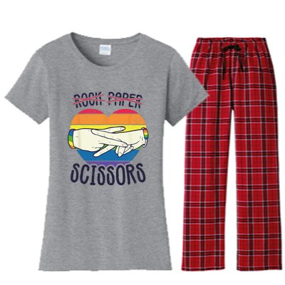 Funny Lesbian Pride Flag Rock Paper Scissors Lesbian Pride Women's Flannel Pajama Set