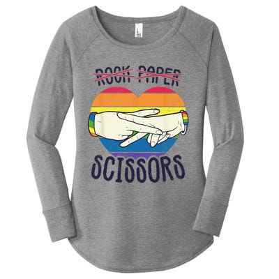 Funny Lesbian Pride Flag Rock Paper Scissors Lesbian Pride Women's Perfect Tri Tunic Long Sleeve Shirt