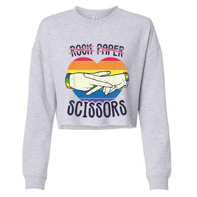 Funny Lesbian Pride Flag Rock Paper Scissors Lesbian Pride Cropped Pullover Crew