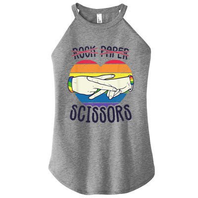 Funny Lesbian Pride Flag Rock Paper Scissors Lesbian Pride Women's Perfect Tri Rocker Tank