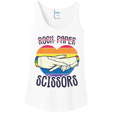 Funny Lesbian Pride Flag Rock Paper Scissors Lesbian Pride Ladies Essential Tank