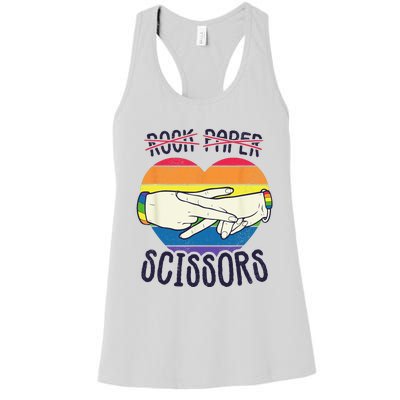 Funny Lesbian Pride Flag Rock Paper Scissors Lesbian Pride Women's Racerback Tank