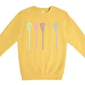 Funny Lacrosse Player Girl Gift Lax Sticks Cute Gift Premium Crewneck Sweatshirt