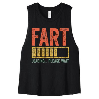 Fart Loading Please Wait Dad Joke Women's Racerback Cropped Tank