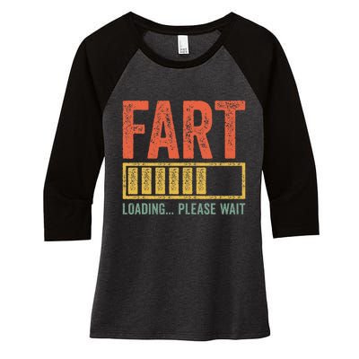 Fart Loading Please Wait Dad Joke Women's Tri-Blend 3/4-Sleeve Raglan Shirt