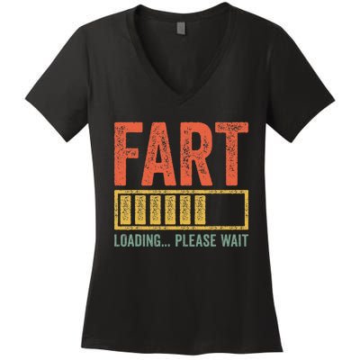 Fart Loading Please Wait Dad Joke Women's V-Neck T-Shirt