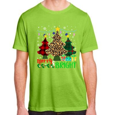 Funny Leopard Plaid Christmas Trees Merry And Bright Gift Adult ChromaSoft Performance T-Shirt