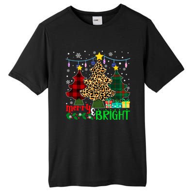 Funny Leopard Plaid Christmas Trees Merry And Bright Gift Tall Fusion ChromaSoft Performance T-Shirt