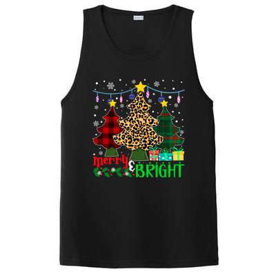 Funny Leopard Plaid Christmas Trees Merry And Bright Gift PosiCharge Competitor Tank