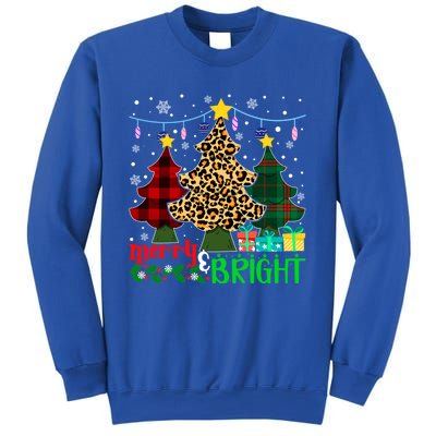 Funny Leopard Plaid Christmas Trees Merry And Bright Gift Sweatshirt