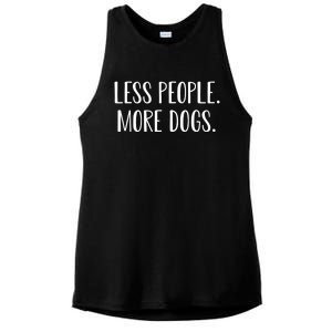 Funny Less People More Dogs Mom Puppy Retro Ladies PosiCharge Tri-Blend Wicking Tank