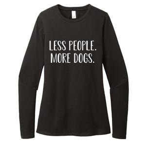 Funny Less People More Dogs Mom Puppy Retro Womens CVC Long Sleeve Shirt