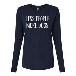 Funny Less People More Dogs Mom Puppy Retro Womens Cotton Relaxed Long Sleeve T-Shirt