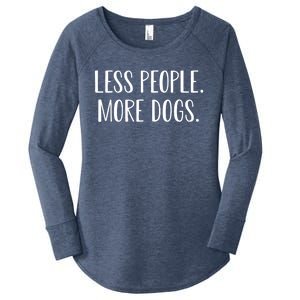 Funny Less People More Dogs Mom Puppy Retro Women's Perfect Tri Tunic Long Sleeve Shirt