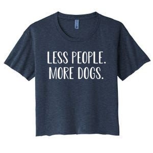 Funny Less People More Dogs Mom Puppy Retro Women's Crop Top Tee