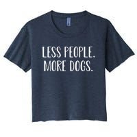 Funny Less People More Dogs Mom Puppy Retro Women's Crop Top Tee