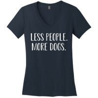 Funny Less People More Dogs Mom Puppy Retro Women's V-Neck T-Shirt