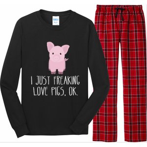 Freaking Love Pigs Gift Cute Pig Saying Gift Long Sleeve Pajama Set