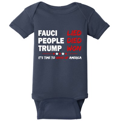 Fauci Lied People Died Trump Won Wake Up America Baby Bodysuit