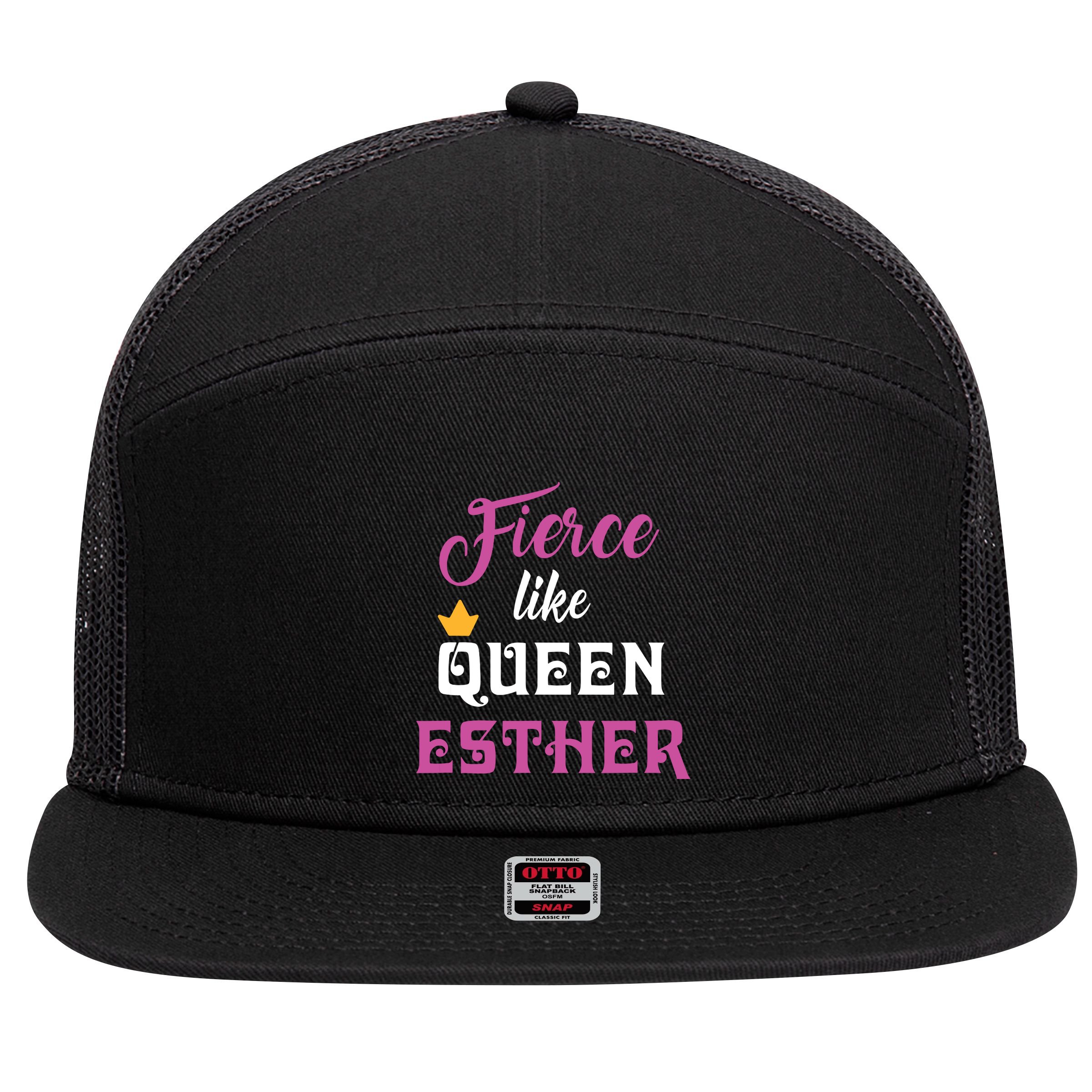 Fierce Like Queen Esther Purim Party 7 Panel Mesh Trucker Snapback Hat