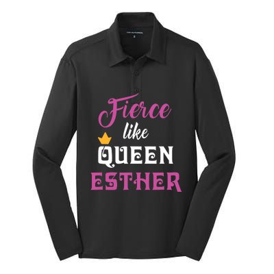 Fierce Like Queen Esther Purim Party Silk Touch Performance Long Sleeve Polo