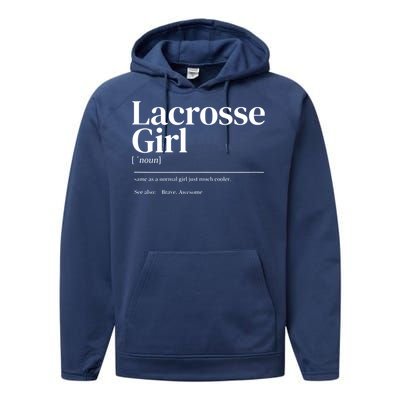 Funny Lacrosse Quote Definition Performance Fleece Hoodie