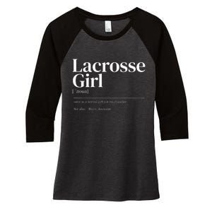 Funny Lacrosse quote definition woman Women's Tri-Blend 3/4-Sleeve Raglan Shirt