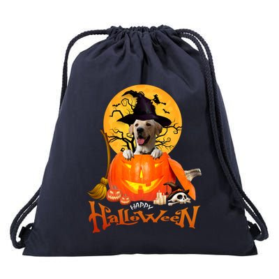 Funny Labrador Retriever1 Spooky Halloween Drawstring Bag