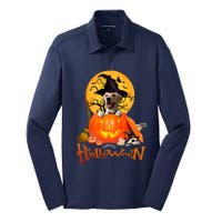 Funny Labrador Retriever1 Spooky Halloween Silk Touch Performance Long Sleeve Polo