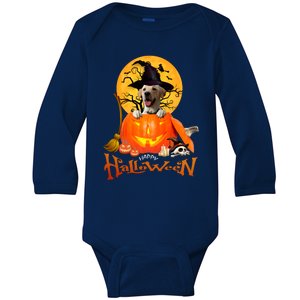 Funny Labrador Retriever1 Spooky Halloween Baby Long Sleeve Bodysuit