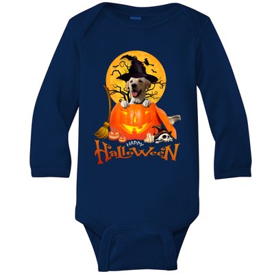 Funny Labrador Retriever1 Spooky Halloween Baby Long Sleeve Bodysuit