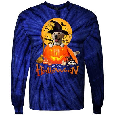 Funny Labrador Retriever1 Spooky Halloween Tie-Dye Long Sleeve Shirt