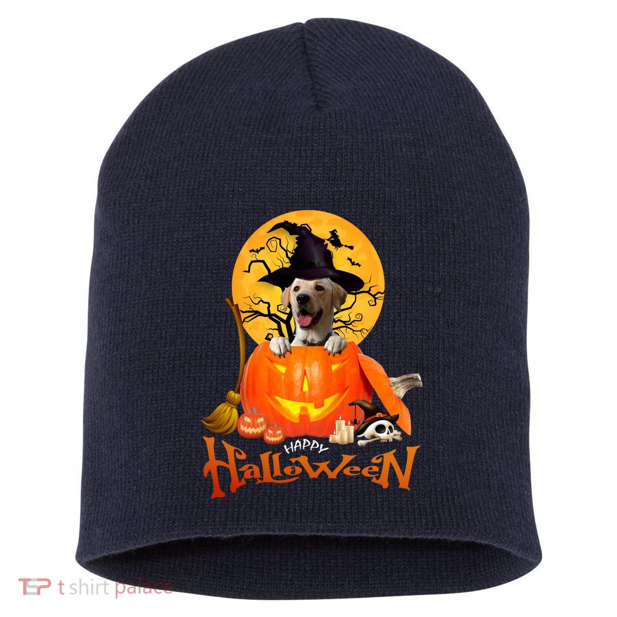 Funny Labrador Retriever1 Spooky Halloween Short Acrylic Beanie