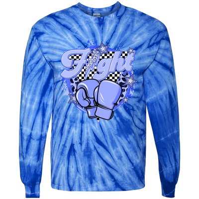 Fights Leopard Retro Colon Cancer Awareness Survivor Warrior Great Gift Tie-Dye Long Sleeve Shirt