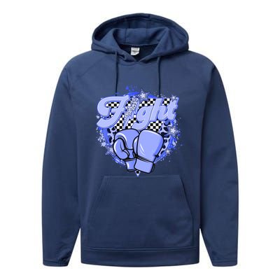 Fights Leopard Retro Colon Cancer Awareness Survivor Warrior Great Gift Performance Fleece Hoodie