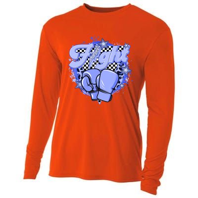 Fights Leopard Retro Colon Cancer Awareness Survivor Warrior Gift Cooling Performance Long Sleeve Crew