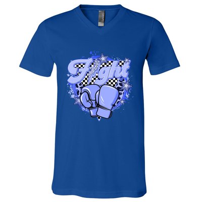 Fights Leopard Retro Colon Cancer Awareness Survivor Warrior Gift V-Neck T-Shirt