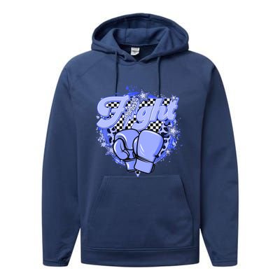 Fights Leopard Retro Colon Cancer Awareness Survivor Warrior Gift Performance Fleece Hoodie