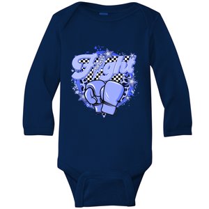 Fights Leopard Retro Colon Cancer Awareness Survivor Warrior Gift Baby Long Sleeve Bodysuit