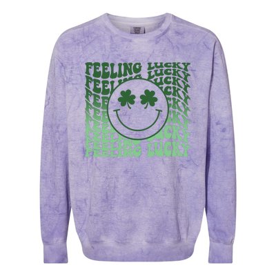 Feeling Lucky Retro St Patricks Colorblast Crewneck Sweatshirt