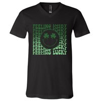 Feeling Lucky Retro St Patricks V-Neck T-Shirt