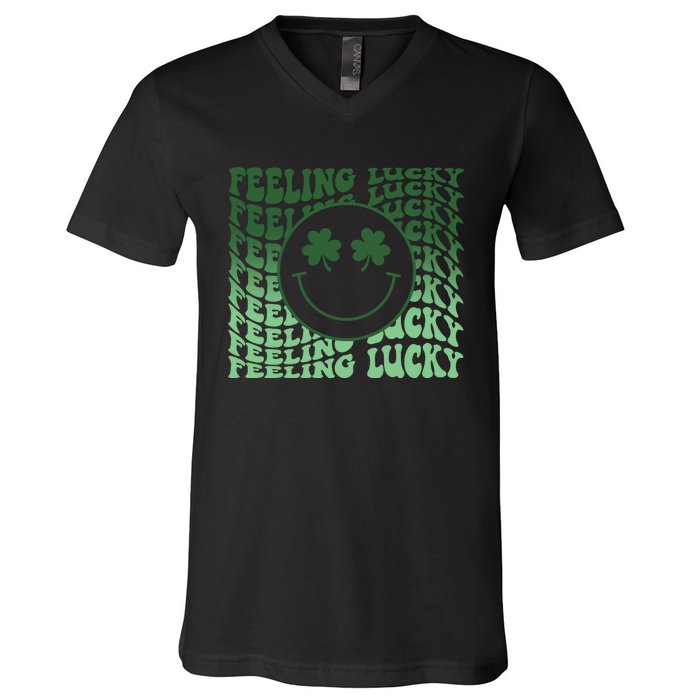 Feeling Lucky Retro St Patricks V-Neck T-Shirt